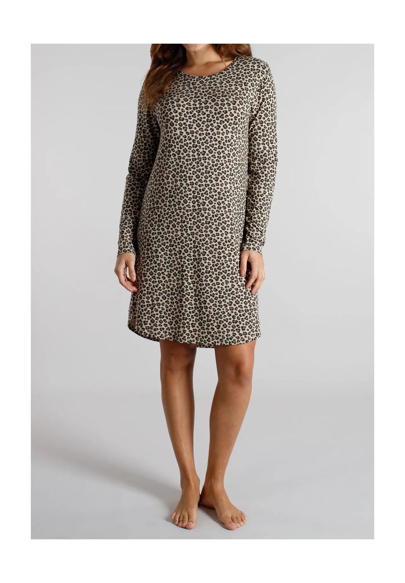 Langärmliges Sleepshirt mit Leopardenmuster
