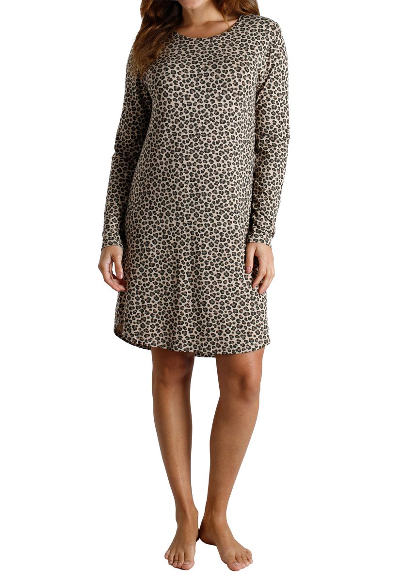 Langärmliges Sleepshirt mit Leopardenmuster