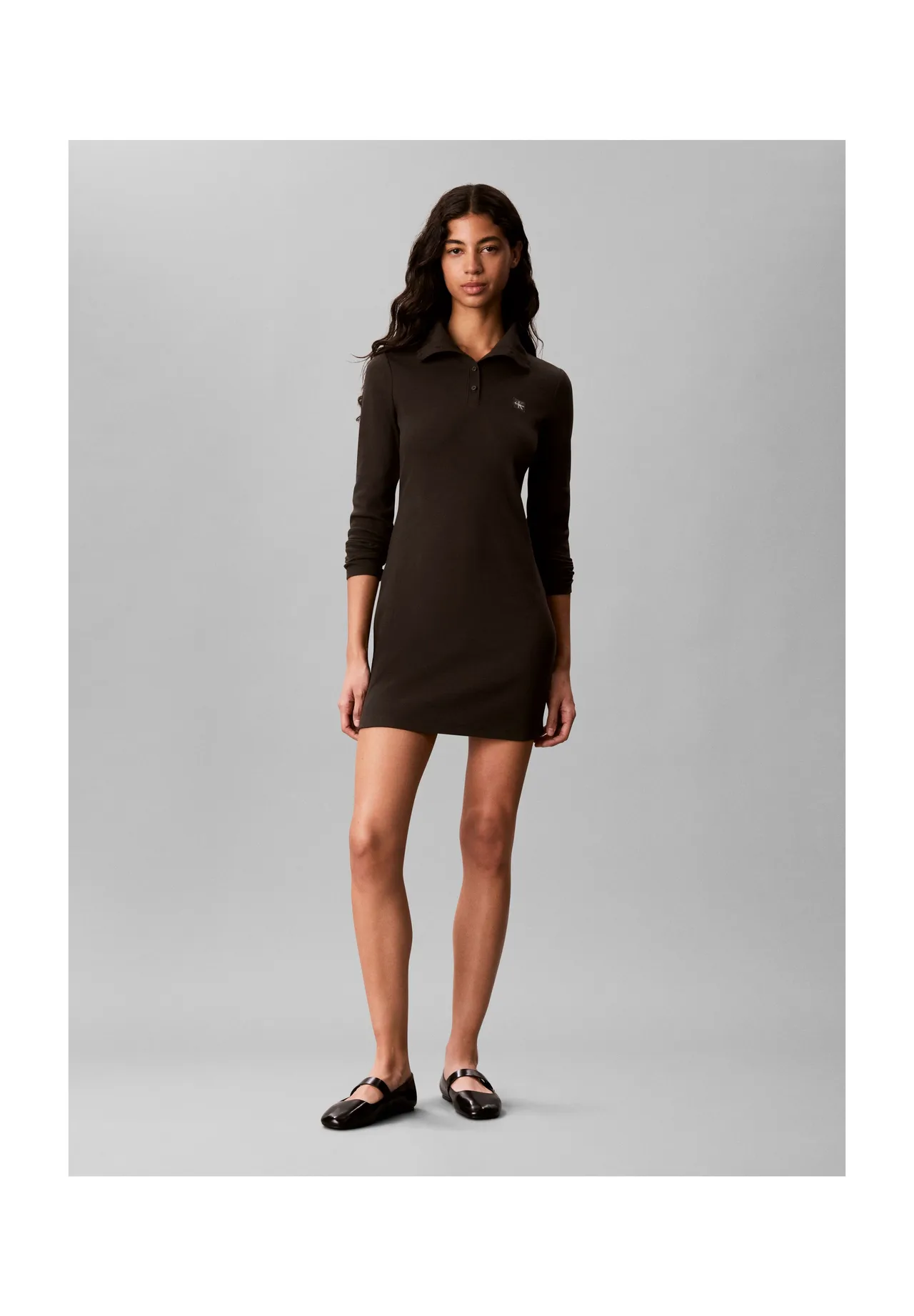 Langärmeliges Polo-Minikleid