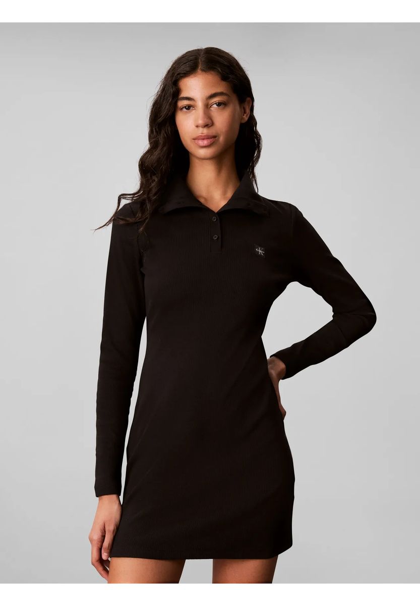 Langärmeliges Polo-Minikleid