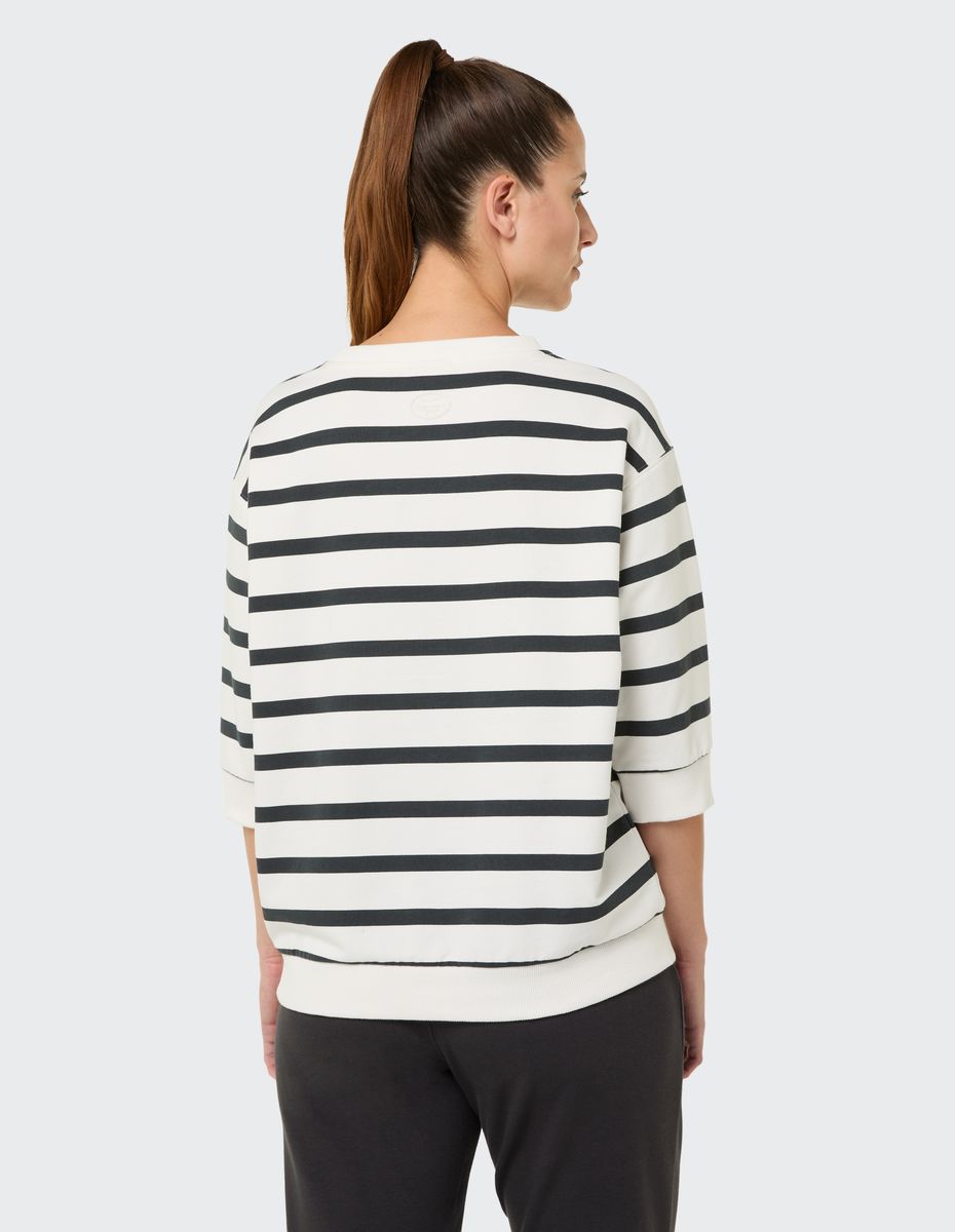 Gestreiftes Sweatshirt mit Dreiviertelarm