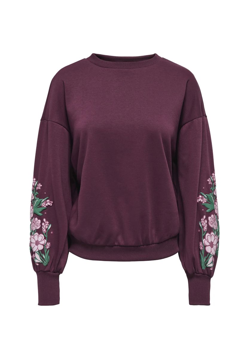 Sweatshirt mit bestickten Ballonärmeln