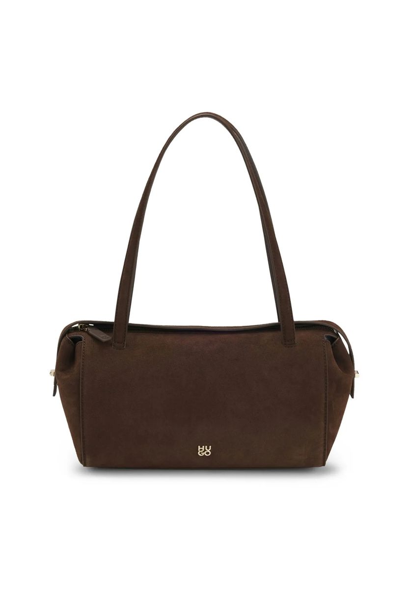 Minimalistische Barrel-Tasche in Wildlederoptik