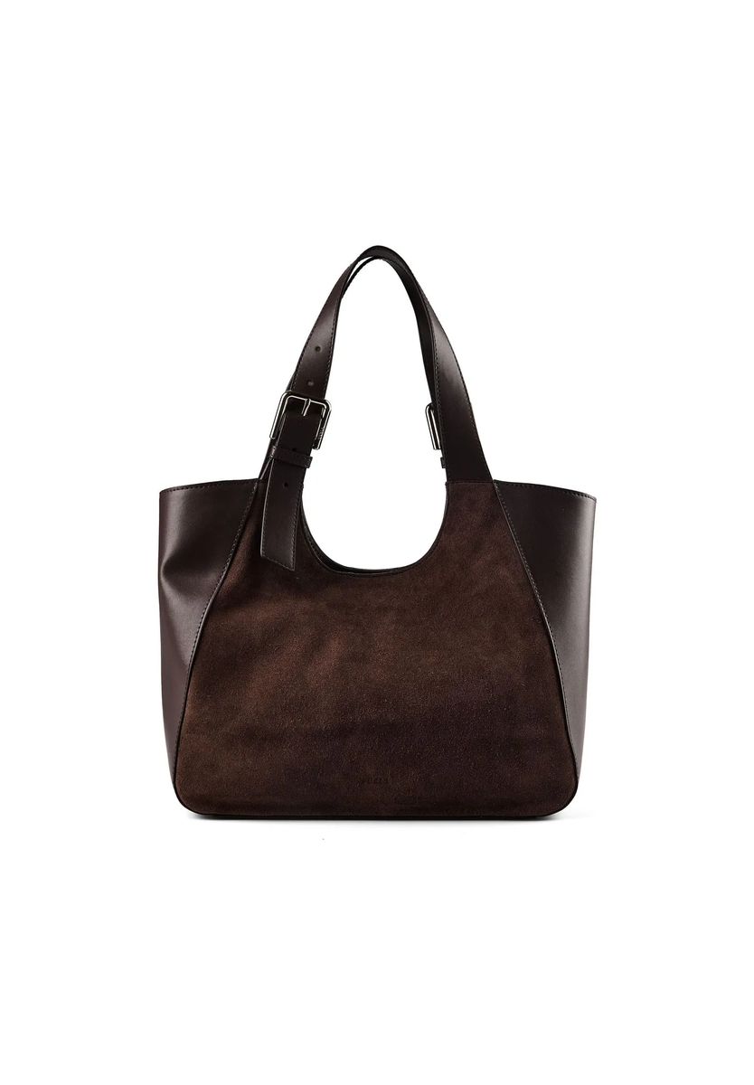 Hobo-Tasche aus Materialmix mit Schnalle