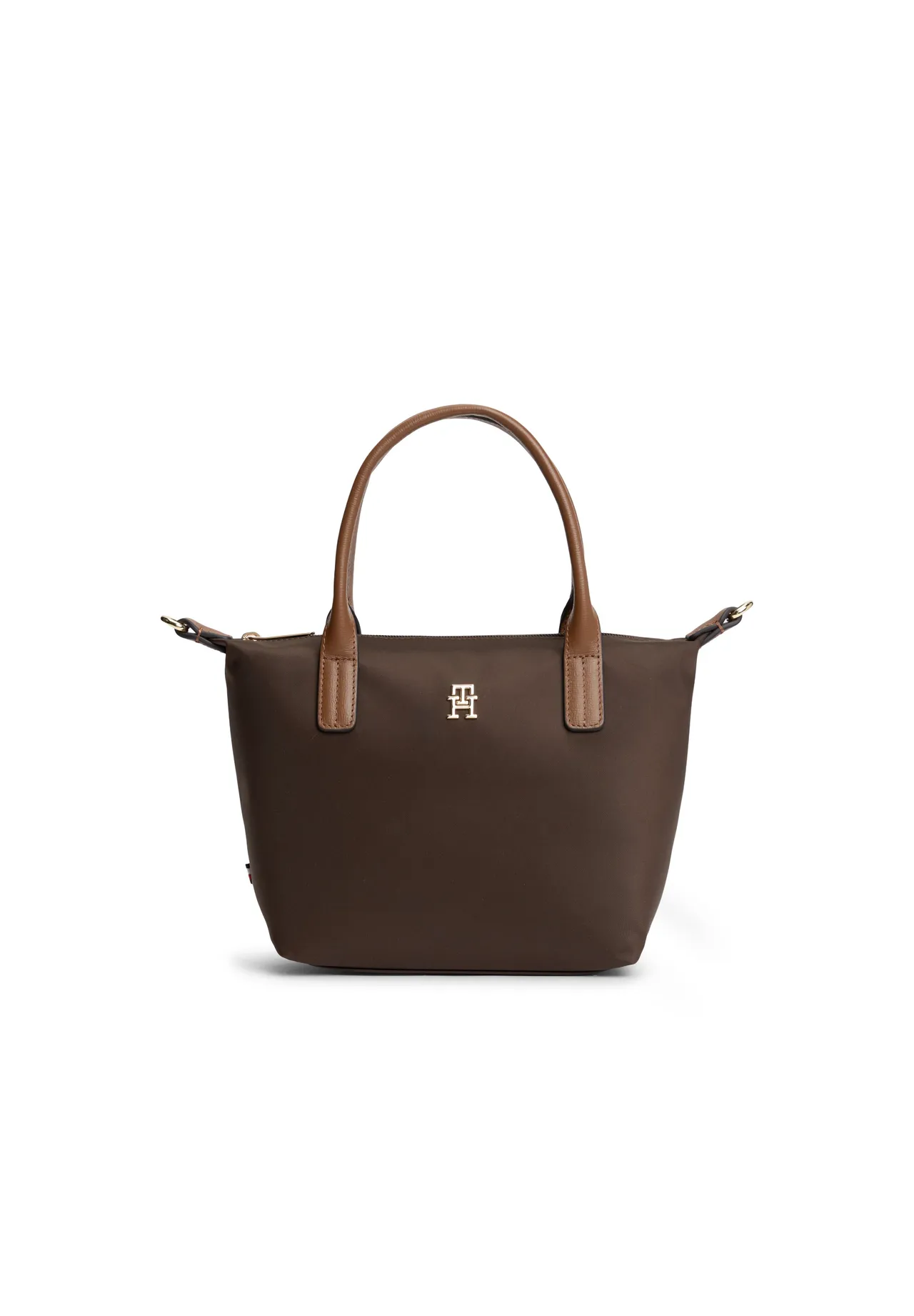 Kleine Nylon-Henkeltasche mit Emblem