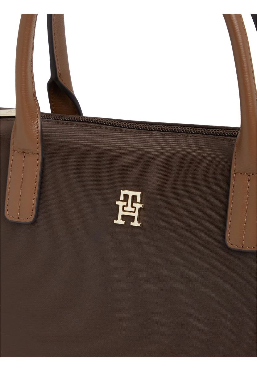 Kleine Nylon-Henkeltasche mit Emblem