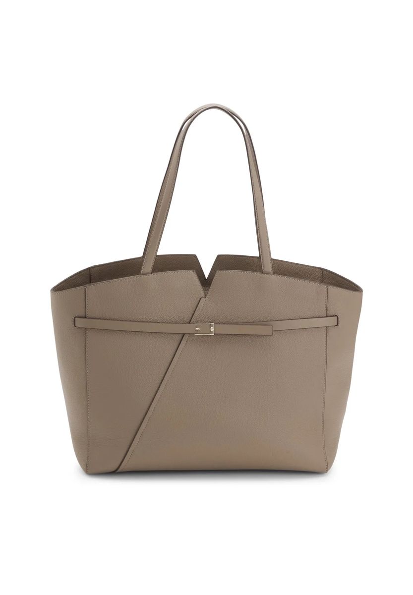 Asymmetrischer Leder-Shopper mit Schnalle