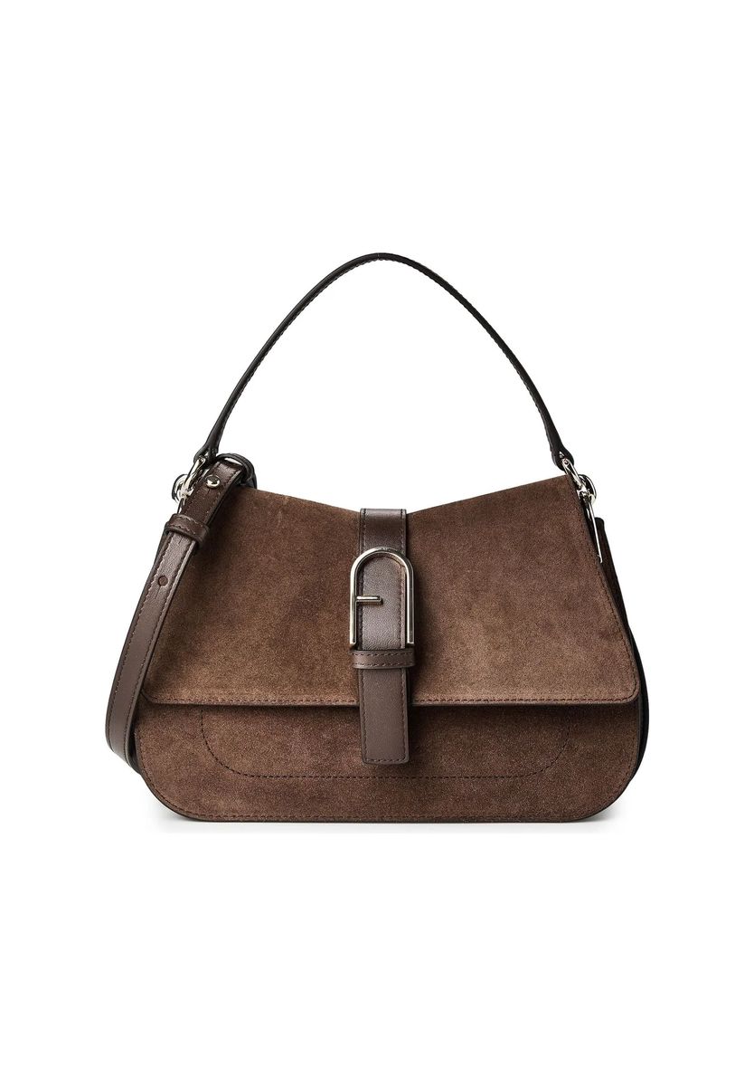 Elegante Wildleder- und Leder-Schultertasche