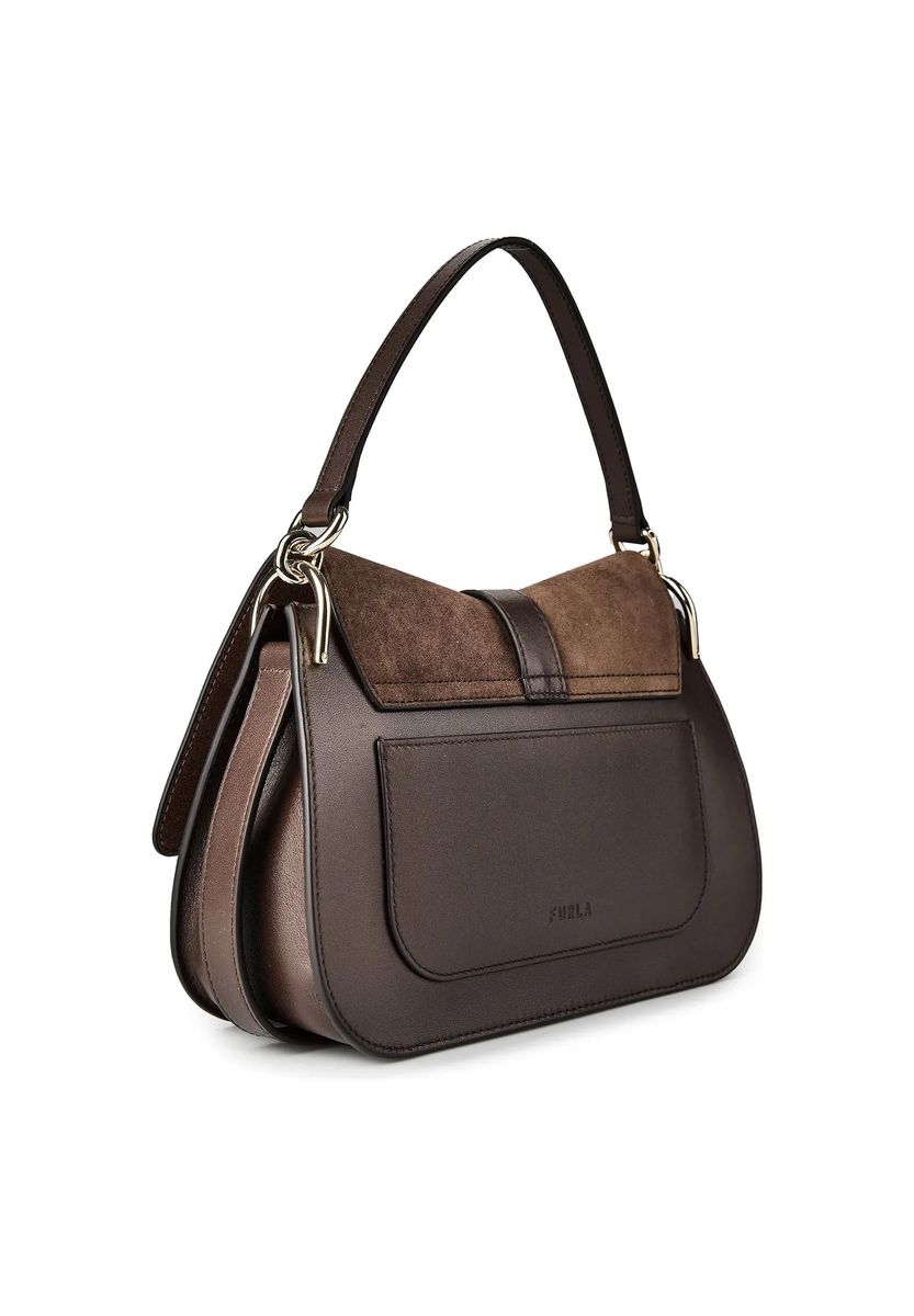 Elegante Wildleder- und Leder-Schultertasche
