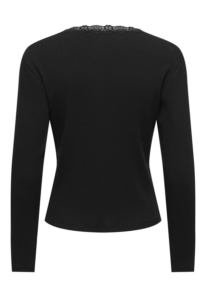 Ripptop mit V-Ausschnitt und Spitze