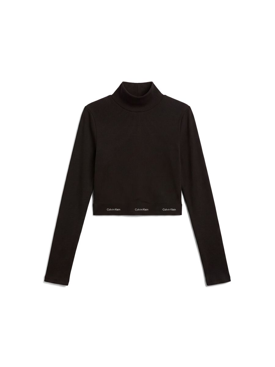 Kurzes Mock-Neck Langarmshirt