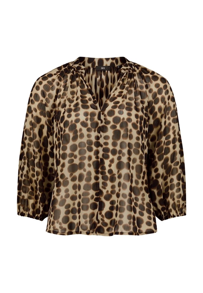 Leoprint-Bluse mit V-Ausschnitt