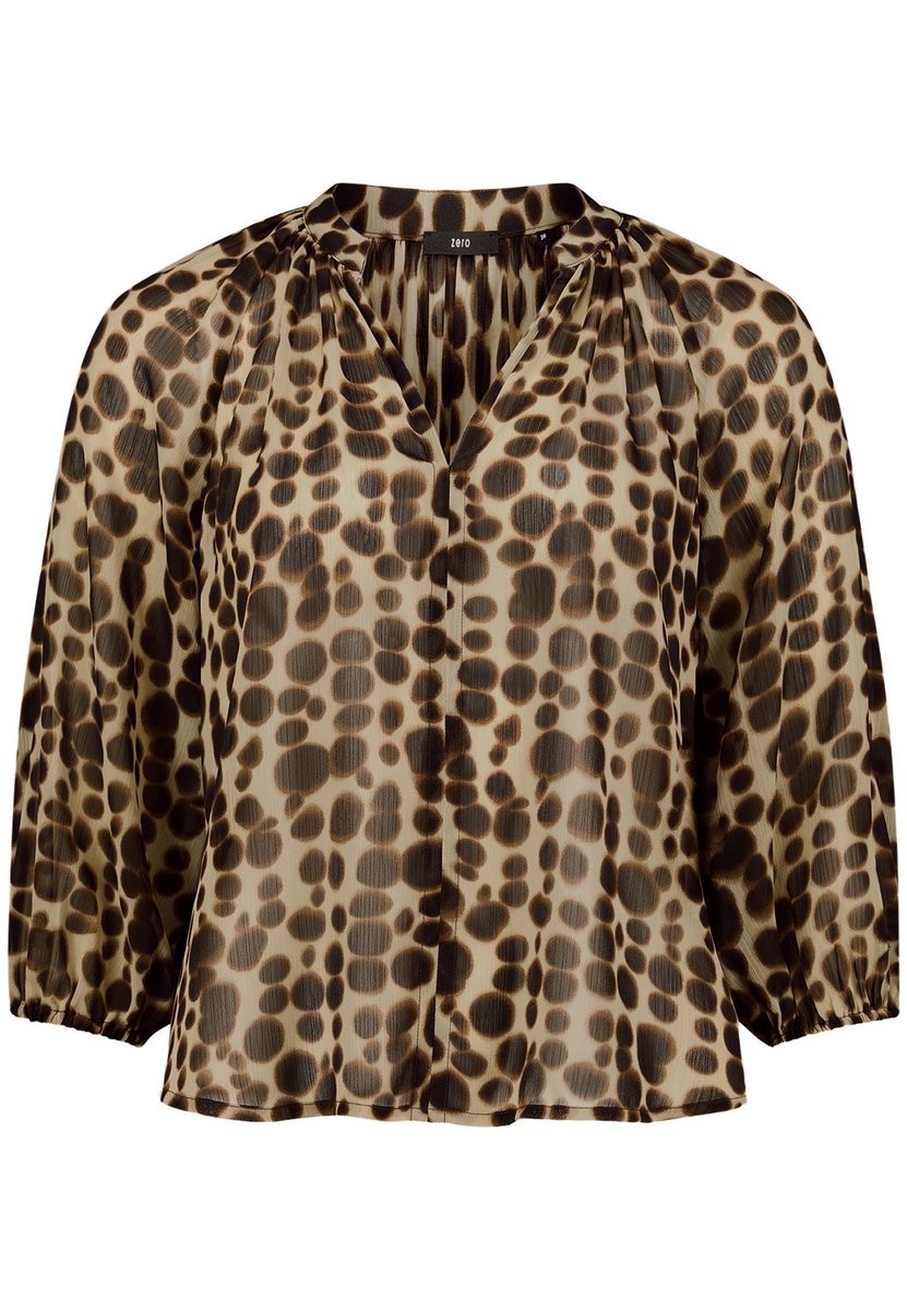 Leoprint-Bluse mit V-Ausschnitt