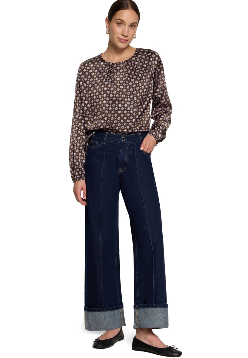 Satinbluse mit geometrischem Muster