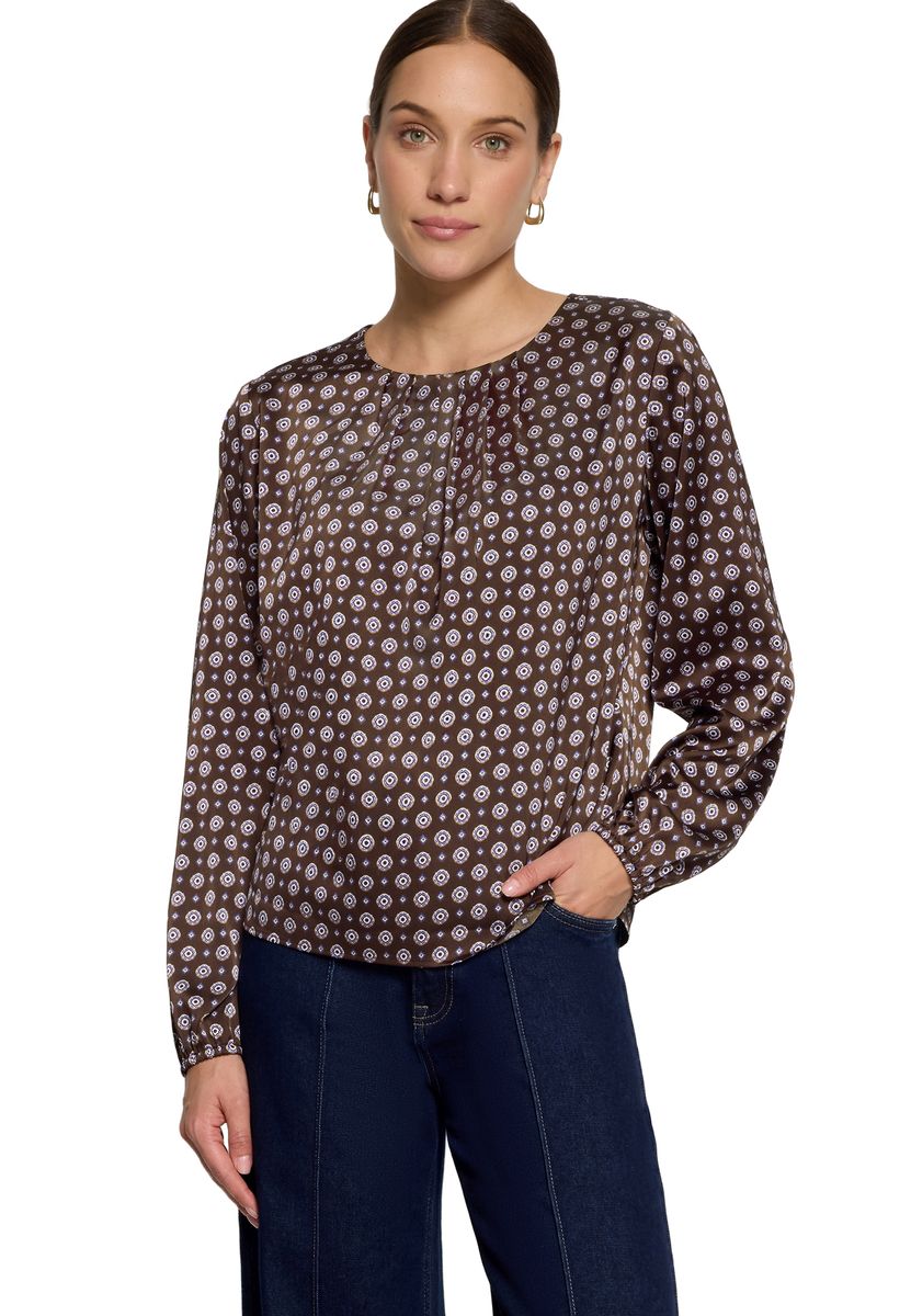 Satinbluse mit geometrischem Muster