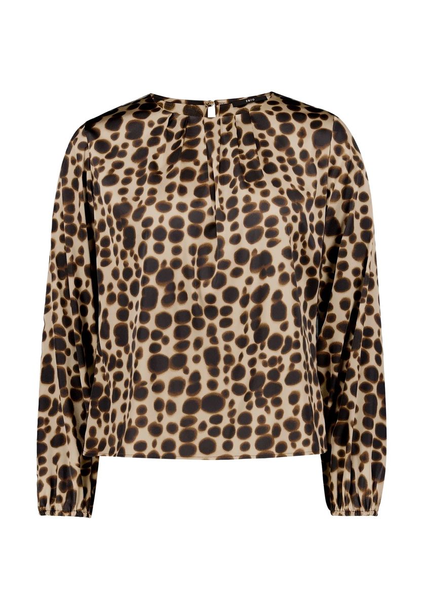 Satin-Bluse mit abstraktem Print