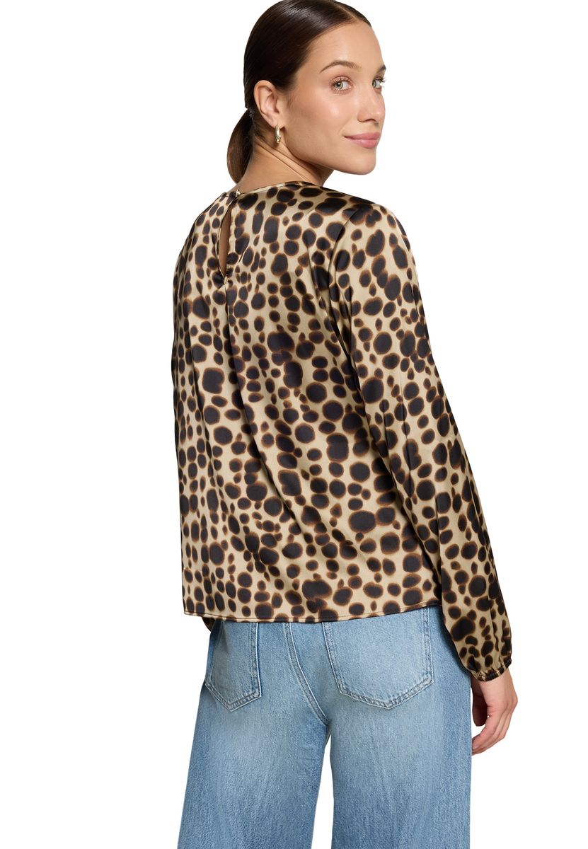 Satin-Bluse mit abstraktem Print