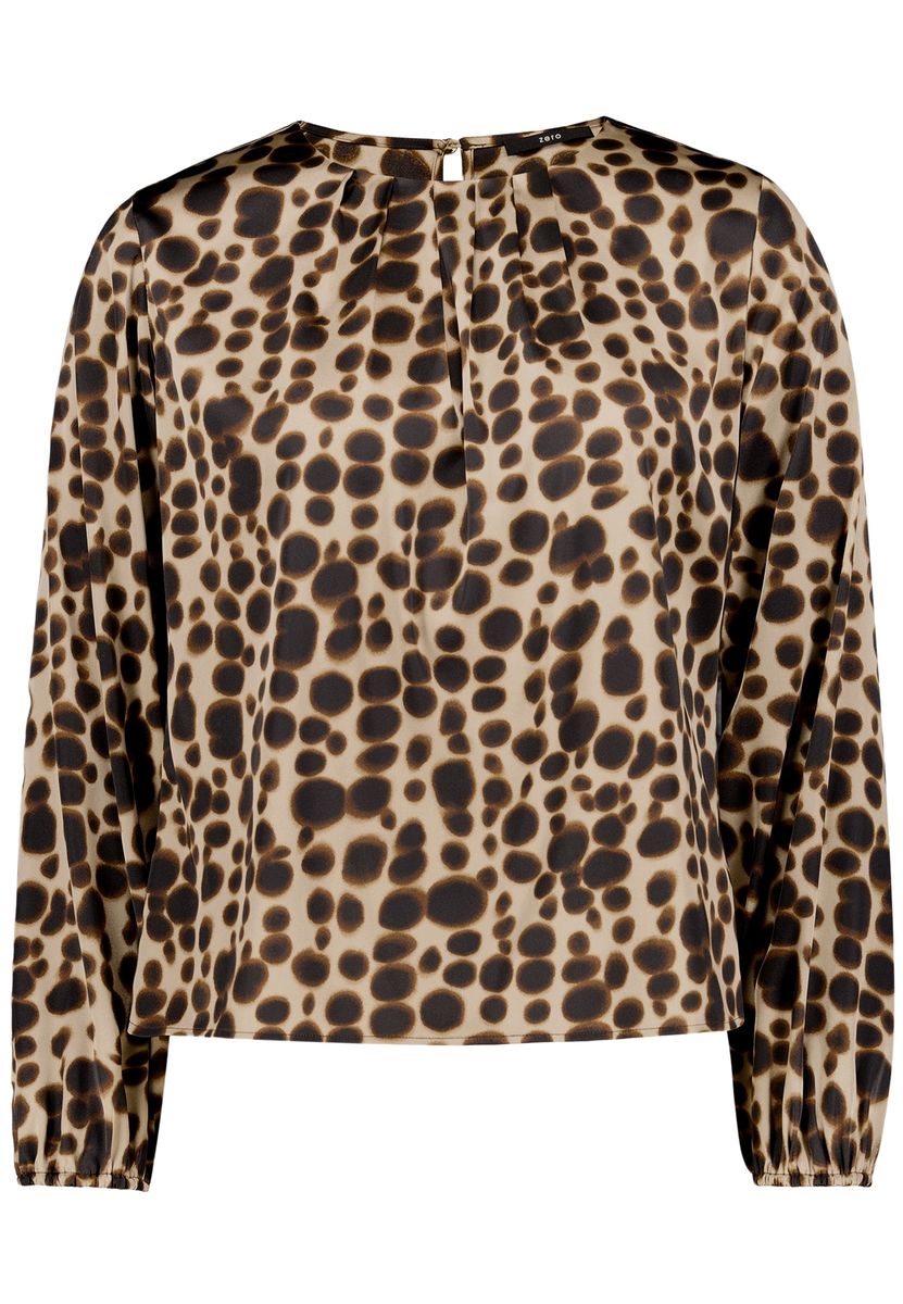 Satin-Bluse mit abstraktem Print