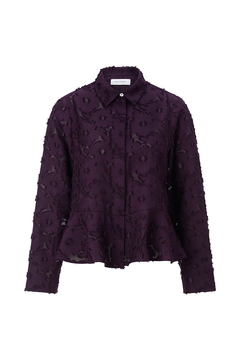 Strukturierte Peplum-Bluse mit Relief-Muster