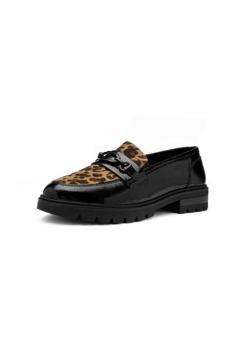 Loafer mit Leoparden-Einsatz und Profilsohle