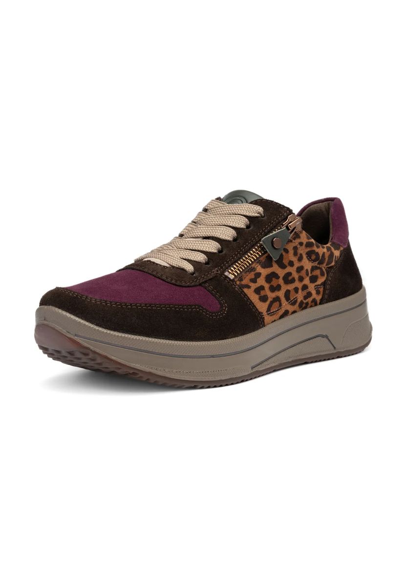 Sneaker mit Leopardenmuster und Materialmix