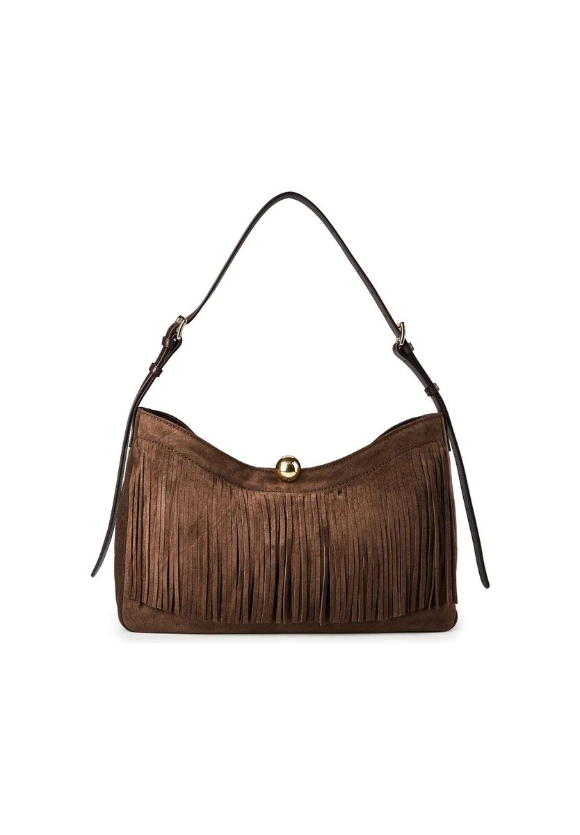 Schultertasche aus Wildleder mit Fransen