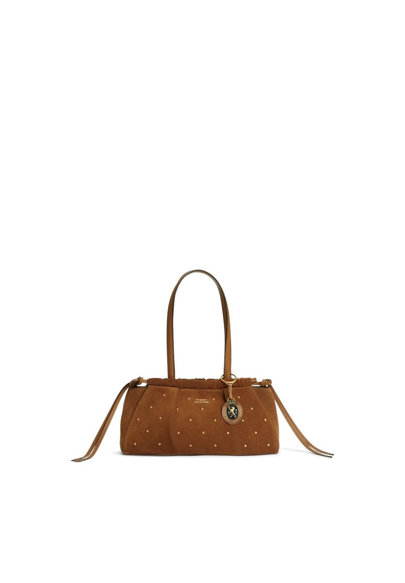 Schultertasche aus Wildleder mit Nieten