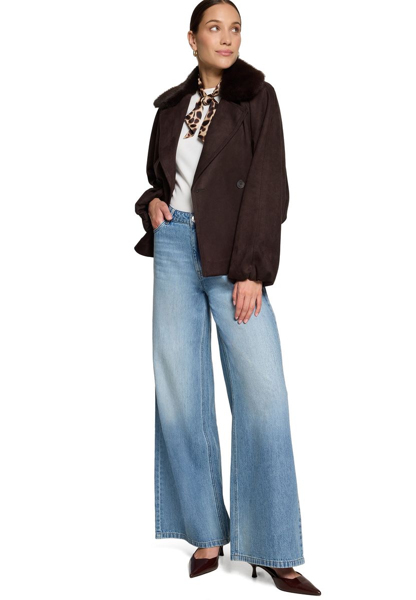 Zweireihige Jacke in Wildlederoptik