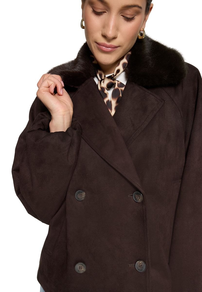 Zweireihige Jacke in Wildlederoptik