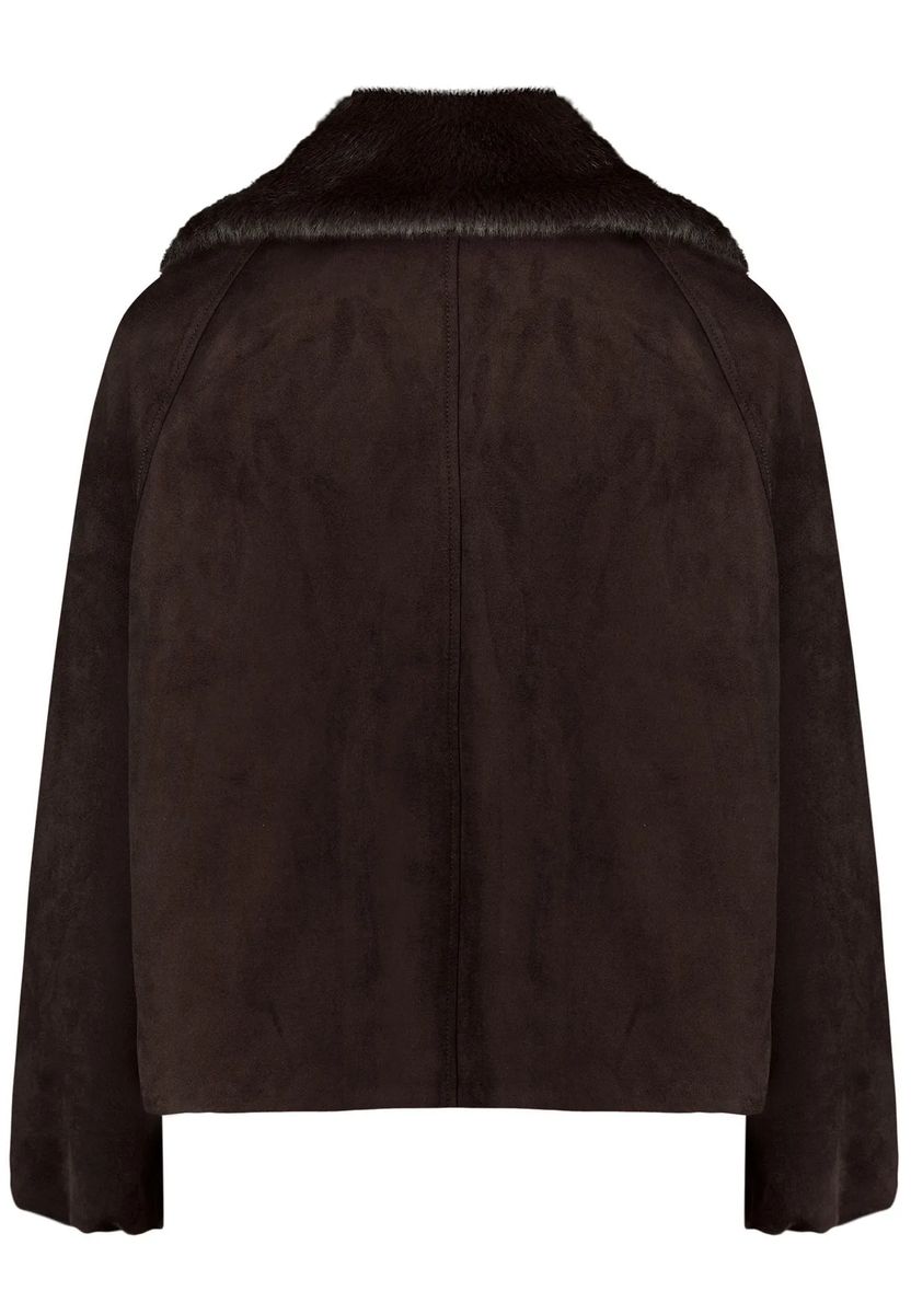 Zweireihige Jacke in Wildlederoptik
