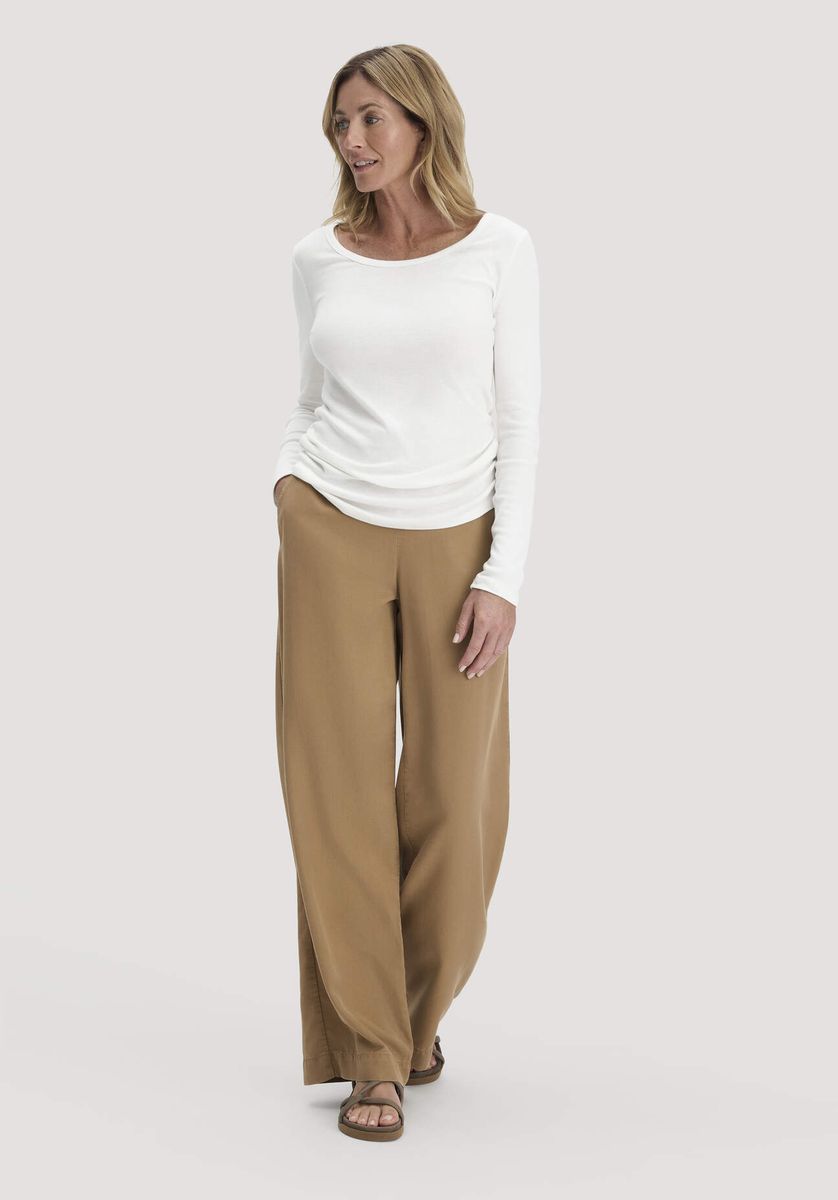 Rippstrick-Langarmshirt aus Baumwolle und Modal