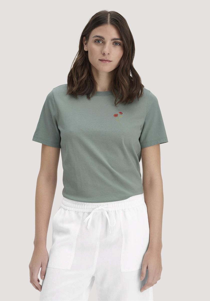 Lockeres T-Shirt mit Blumenstickerei