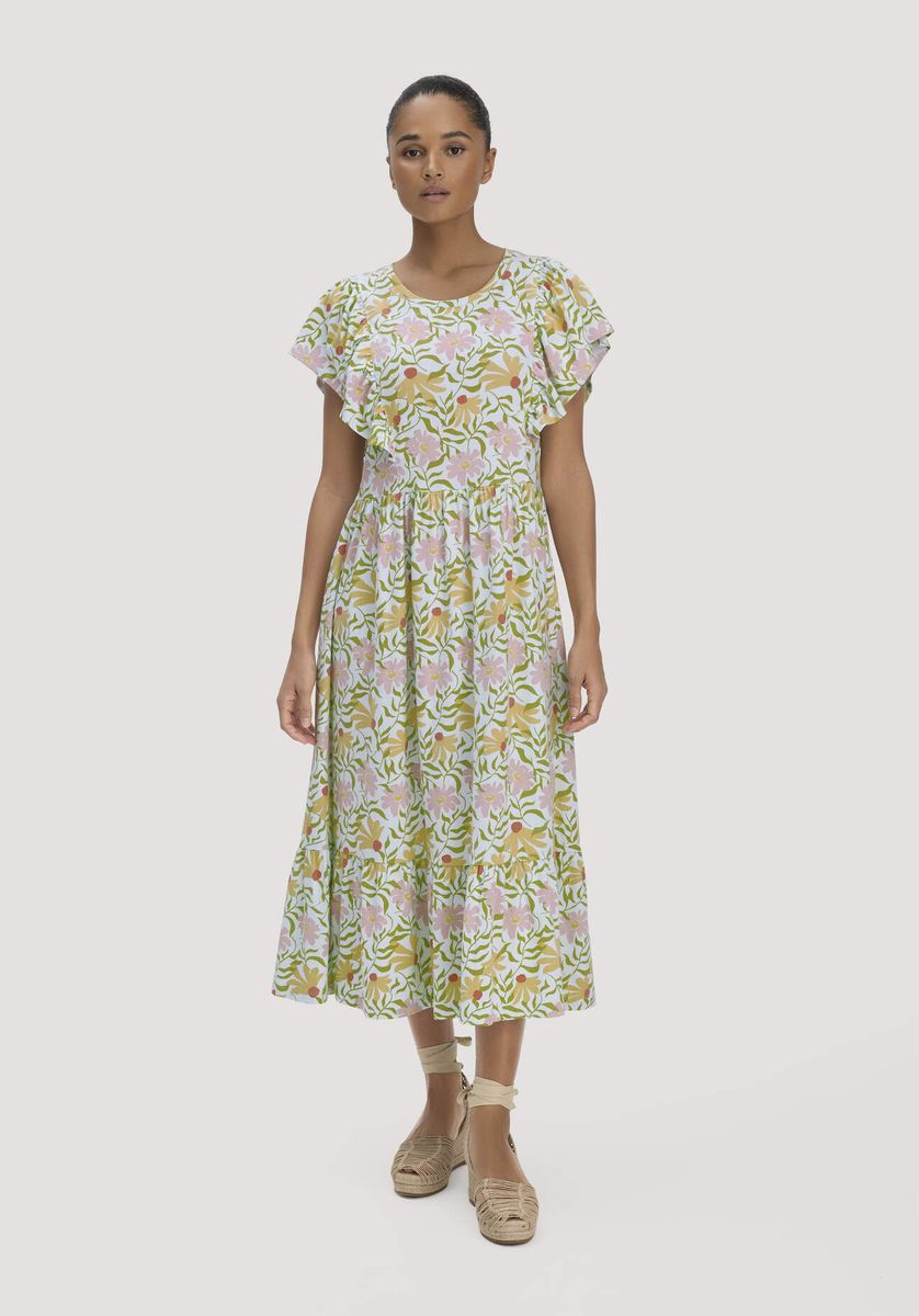 Bedrucktes Midikleid mit Rüschen