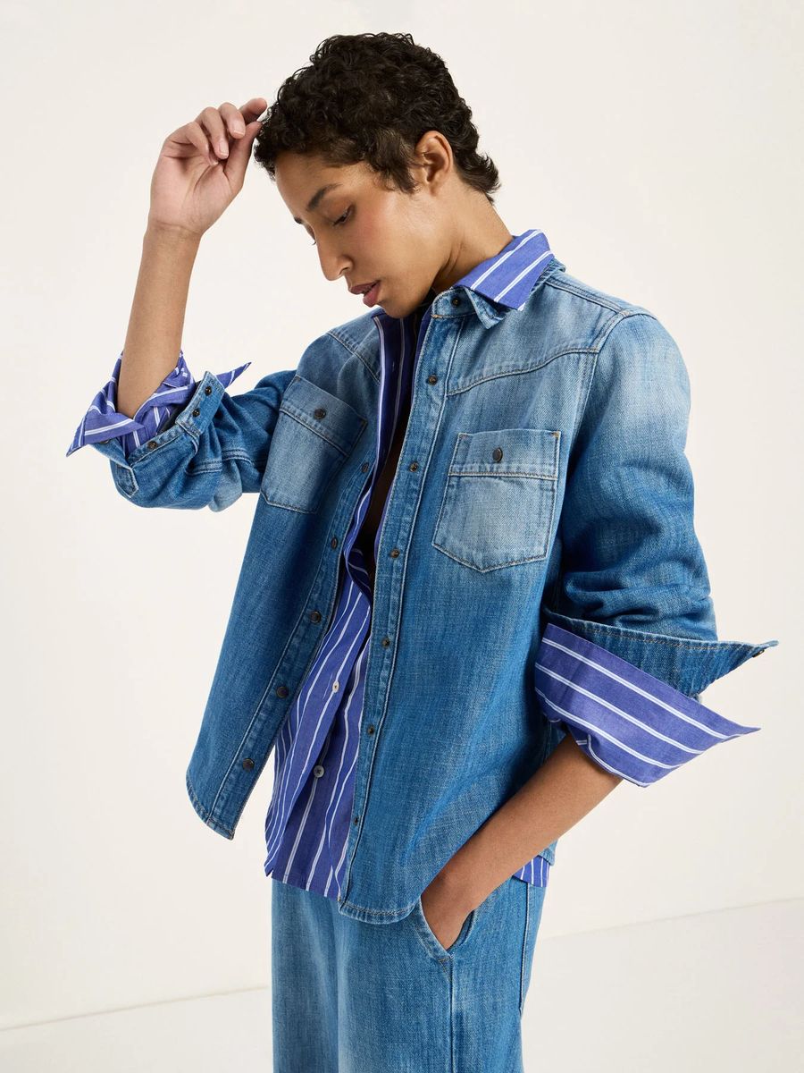 Klassische Bio-Jeansbluse im Regular-Fit