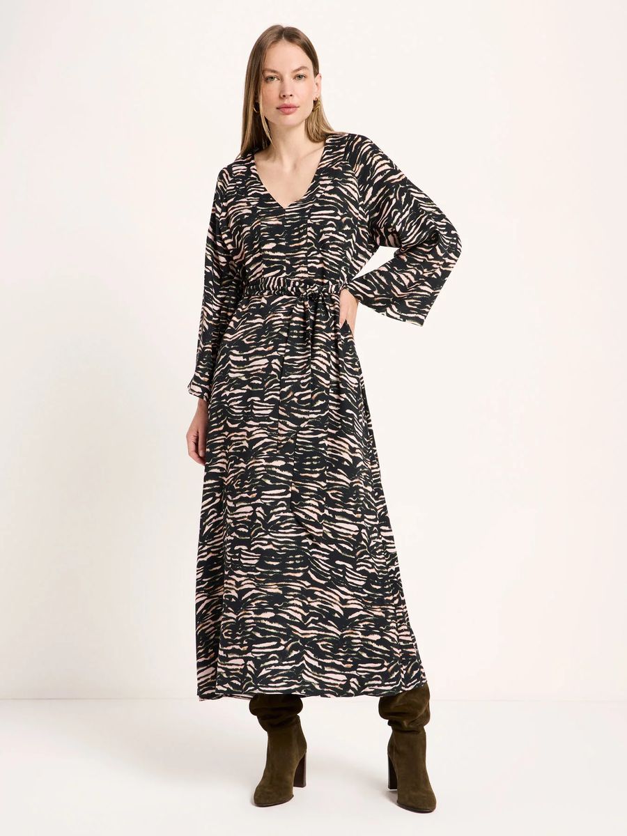 Fließendes Midikleid mit Animal-Print