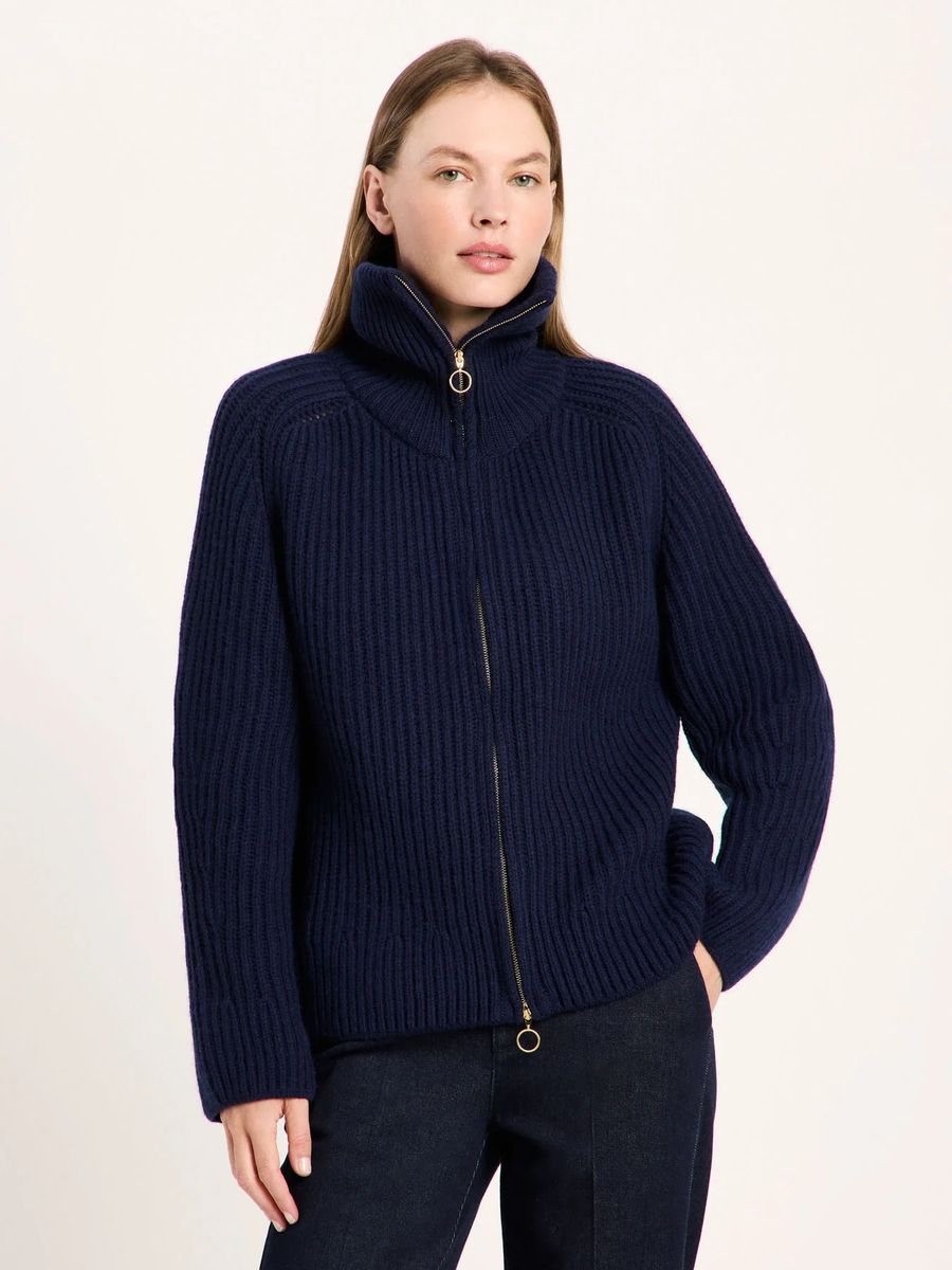 Rippstrick-Cardigan aus Bio-Schurwolle