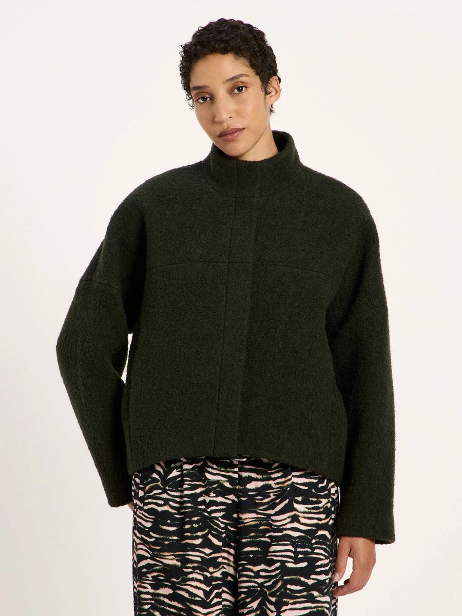 Strukturierte Bouclé-Jacke mit Stehkragen