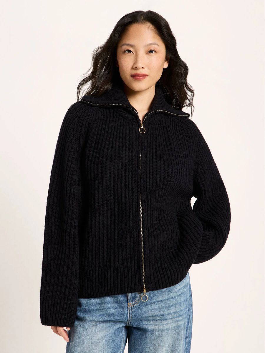 Rippstrickjacke aus Bio-Wolle
