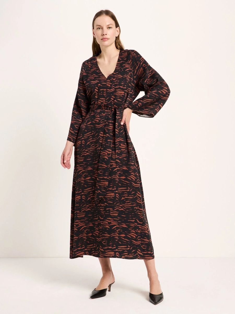 Fließendes Midikleid mit Animal-Print