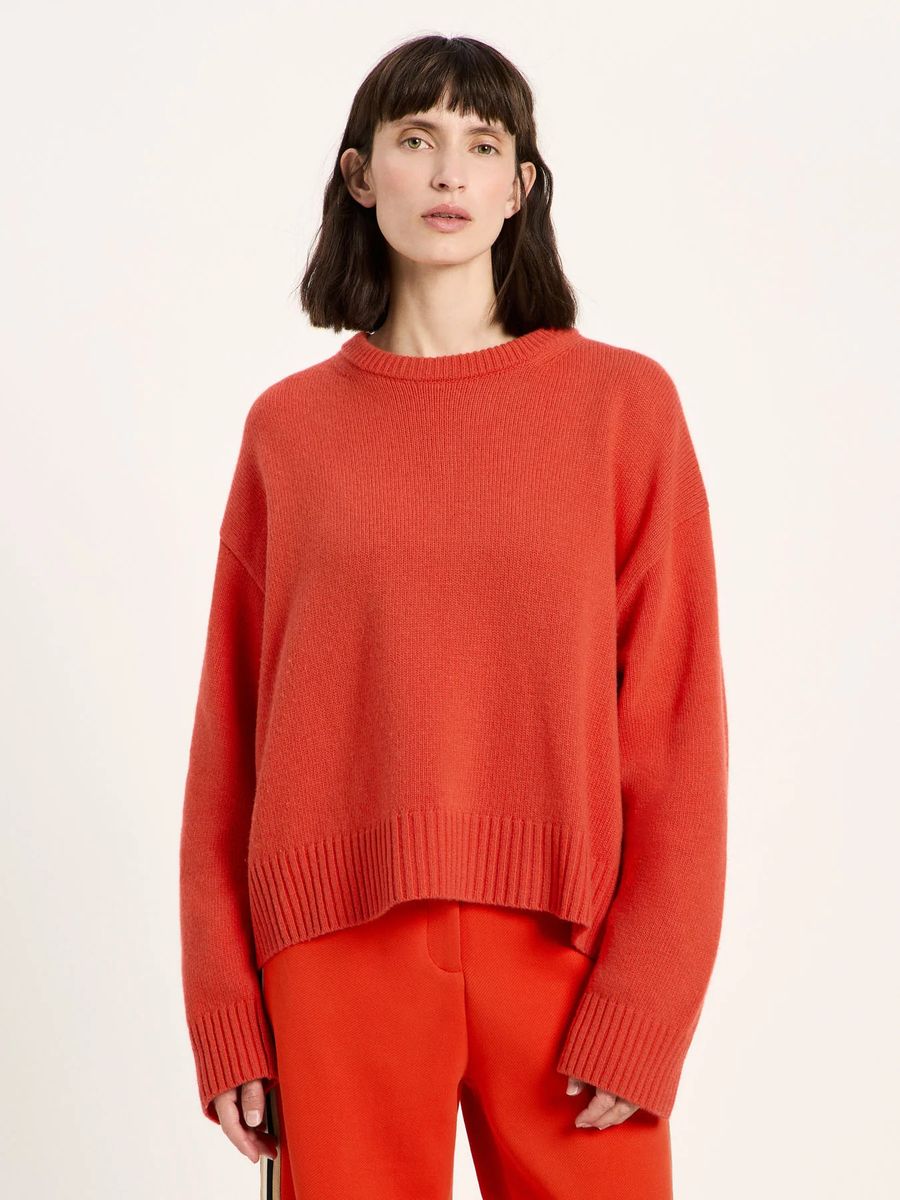 Oversized Merino-Kaschmir Rundhalspullover