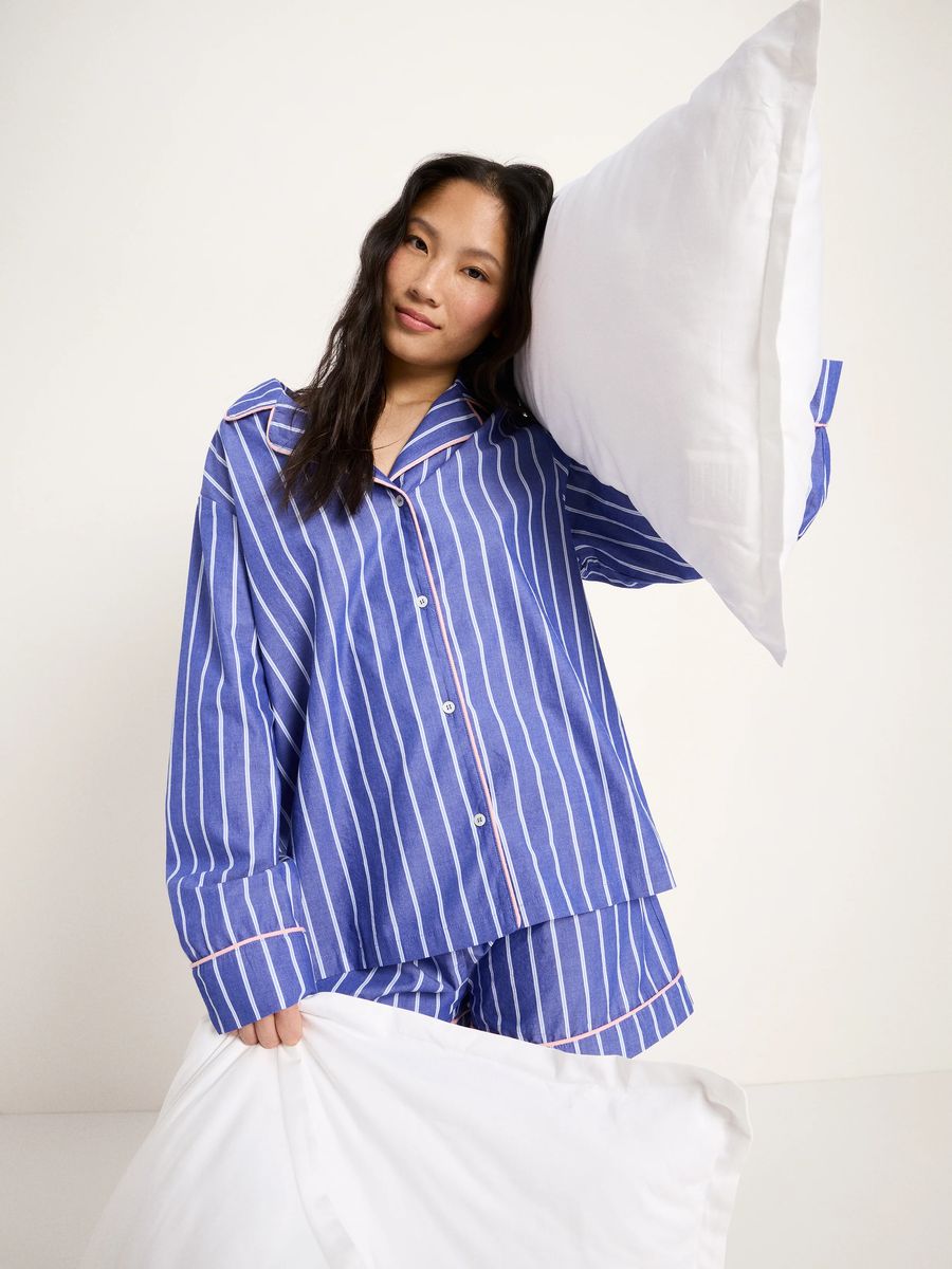 Gestreiftes Pyjamahemd aus Bio-Baumwolle