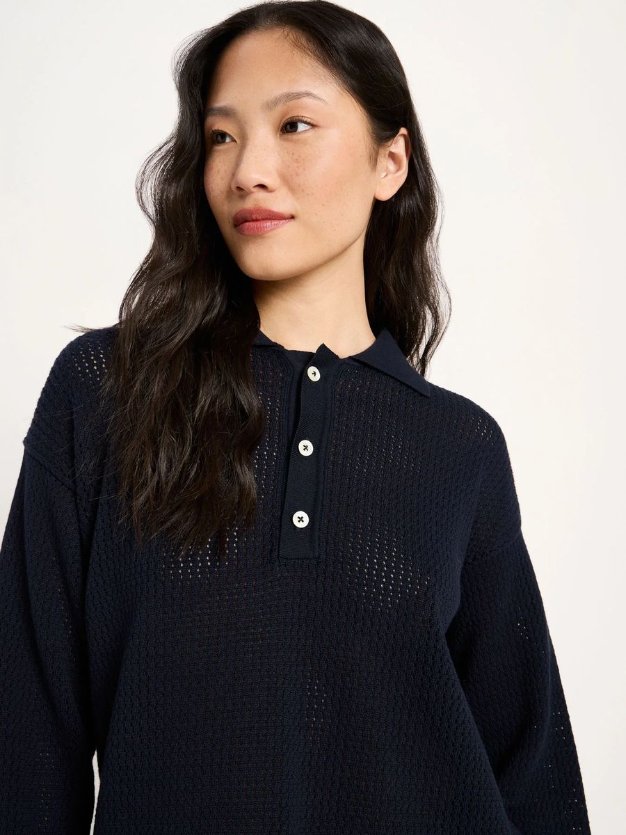 Strukturierter Polopullover aus Bio-Baumwolle
