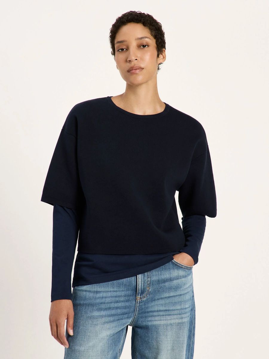 Lässiger Doubleface-Pullover aus Bio-Baumwolle