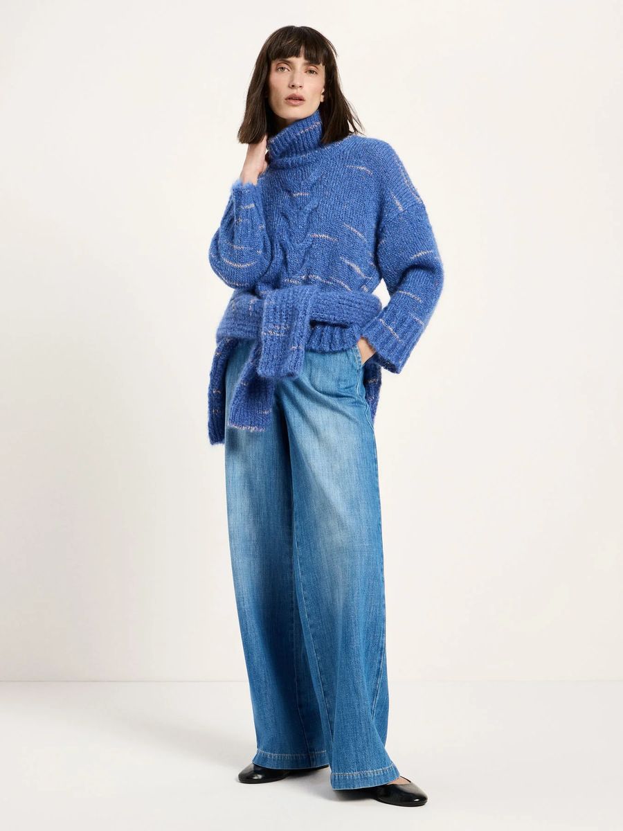 Oversized Zopfstrick-Pullover aus Mohair