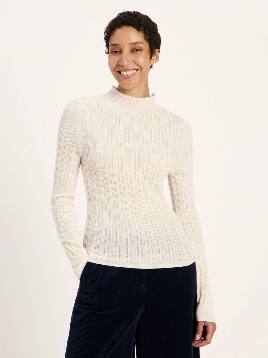Gerippter Rollkragenpullover aus Bio-Baumwolle