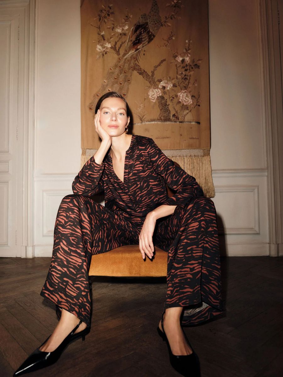 Fließende Tencel-Bluse mit Animal-Print