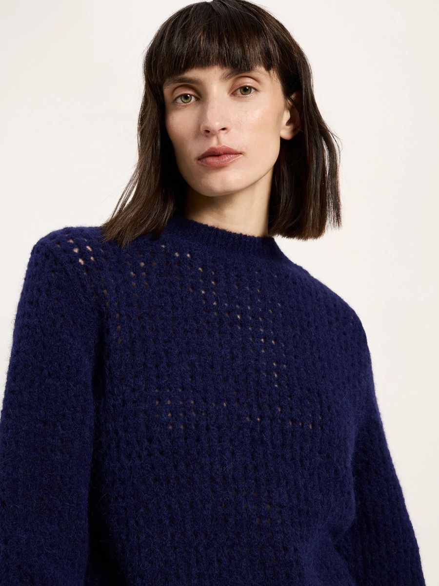 Entspannter Alpaka-Mix-Pullover mit Lochstrick