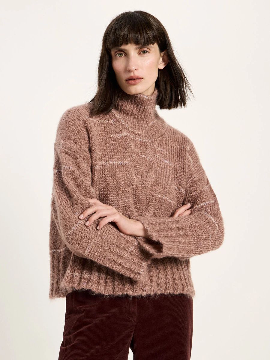 Übergroßer Zopfstrickpullover aus Mohair