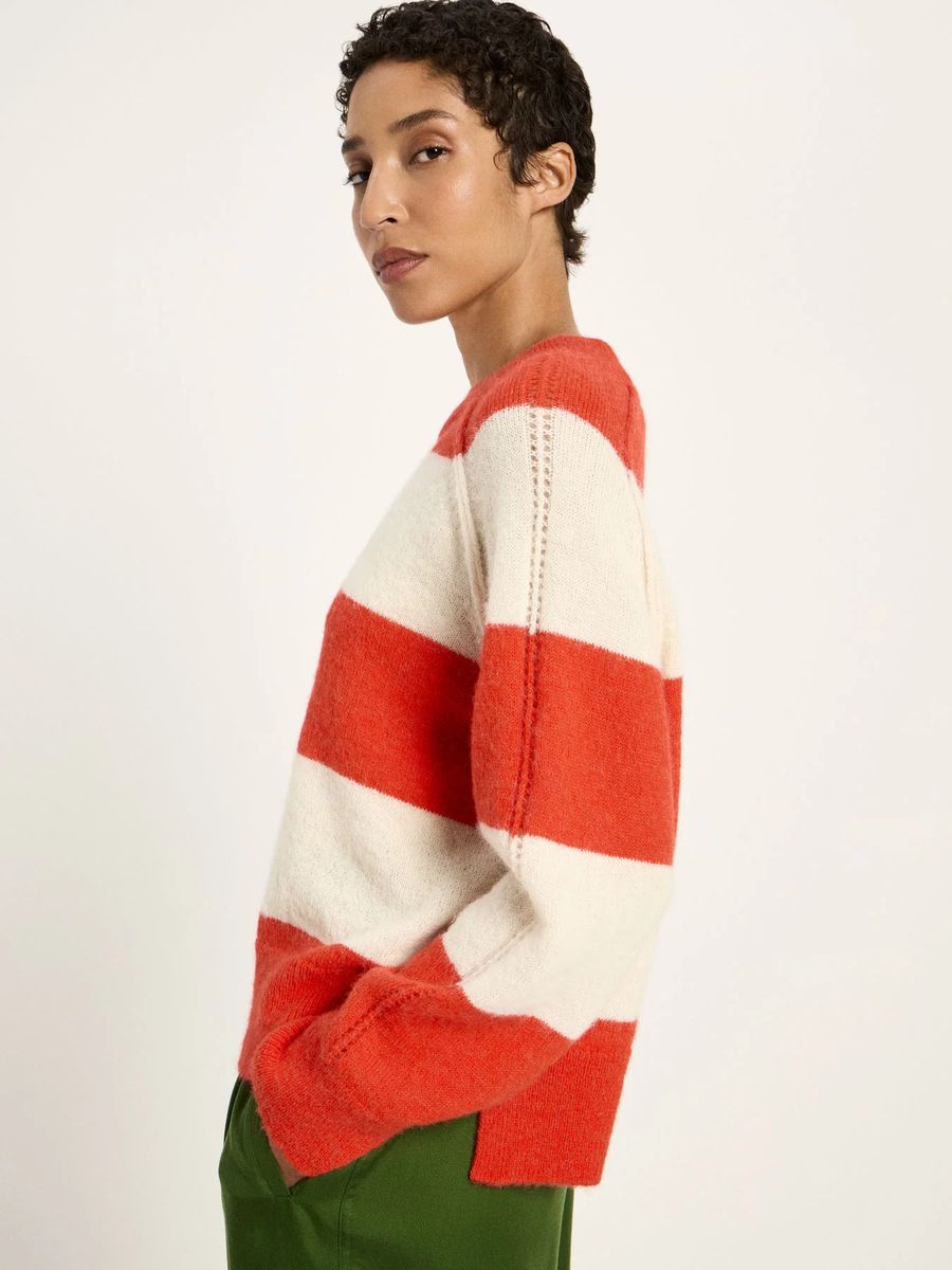 Gestreifter Wollmix-Pullover mit Raglannaht