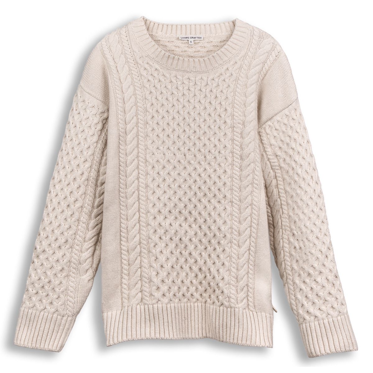 Klassischer Zopfstrickpullover aus Baumwoll-Mix
